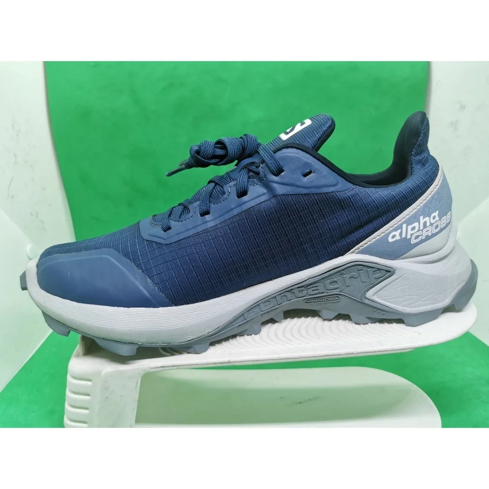Salomon Women's Gore-Tex Trail Hiking Running Shoes Alphacross GTX Blue Size 7.5